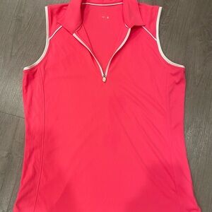 Slazenger Womens Medium Sleeveless Pink Golf Polo Top w/ White Details